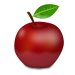Photorealistic red apple with green leaf vector illustration